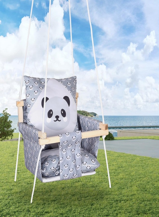 BOFFLE أرجوحة خشبية معلقة للأطفال من بوفل، أرجوحة حديقة قابلة للتعديل مع وسادتين | تتحمل وزنًا يصل إلى 20 كجم (من سنة إلى 3 سنوات) - Image 3